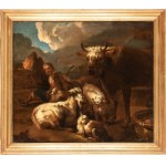 detto Rosa da Tivoli (attribuito a) (Francoforte 1655 - Tivoli 1706), Shepherds at rest with flocks