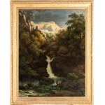 Alberto de Rohden (Roma 1850 - 1924), Landscape with waterfall
