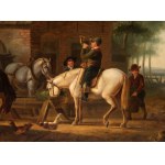 Ary Johannes Lamme (Dordrecht 1812 - 1900), Horses Resting at the Manger