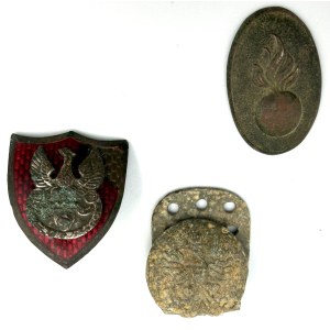 SET - RIFLEMEN'S UNION BADGE, UNIFORM CLIP, AND GRENADIER BADGE - Second Polish Republic