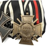 A BADGE WITH TWO WORLD WAR I DECORATIONS—THE IRON CROSS, 2ND CLASS, 1914, AND THE HINDENBURG CROSS WITH SWORDS