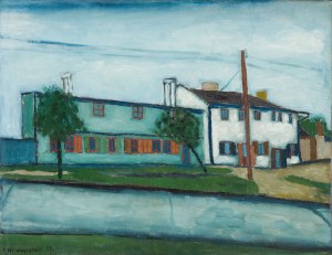 Jerzy Nowosielski (1923 Kraków - 2011 Kraków), Pejzaż łódzki (Gimnastyczka) - praca dwustronna, 1951