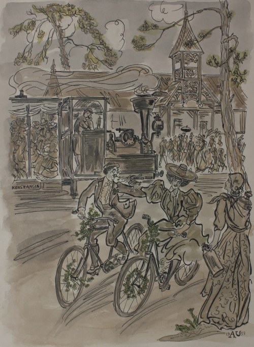 Antoni Uniechowski, Cykliści w Konstancinie, 1953