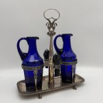 Silver spice jar with cobalt-blue glass, 800 fineness, 19th/20th century