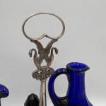 Silver spice jar with cobalt-blue glass, 800 fineness, 19th/20th century