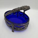 Basket with a cobalt inlay, 800 silver, Germany, early 20th century