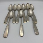 Set of 9 silver table spoons by J. Filipkowski, Poland, 19th/20th century, 567 g