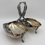 Silver double-tiered cake stand / candy tray, 800 silver, 241 g, 19th/20th century