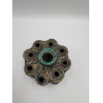 Oriental ikebana / flower stand—silver base, enamel, 19th/20th century