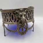 Silver platter with cobalt-blue glass - 800 silver - 19th/20th century - 467 g