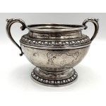 Strieborná cukornička 800 s monogramom a barónskou korunou – 19./20. storočie, 170 g
