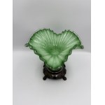 Art Nouveau fruit bowl, green glass, silver-plated, ca. 1900