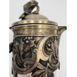 Art Nouveau pitcher—carafe, silver-plated, glass, with a Russian dedication from 1917