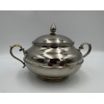 Sugar bowl with lid—silver-plated, decorative handles, 20th century