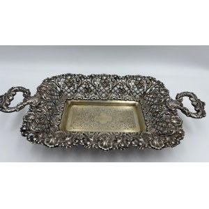 Fraget, FRAGET WARSAW - an impressive openwork platter, grapes, silver-plated, pre-war