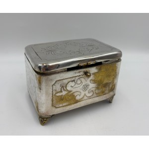 Izrael Szekman, J. SZEKMAN WARSAW — antique box-shaped candy dish, silver-plated, 19th/20th century