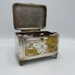 Izrael Szekman, J. SZEKMAN WARSAW — antique box-shaped candy dish, silver-plated, 19th/20th century
