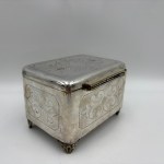 Izrael Szekman, J. SZEKMAN WARSAW — antique box-shaped candy dish, silver-plated, 19th/20th century