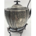 Zabytkowy czajnik na palniku spirytusowym - King's Plate, EPBM, plater