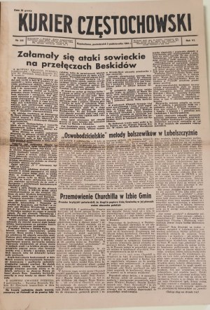 Kurier Częstochowski, rocznik 1944, w 4 tomach [m.in. Powstanie Warszawskie]