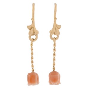 Earrings with a rose motif, second half of the 20th century