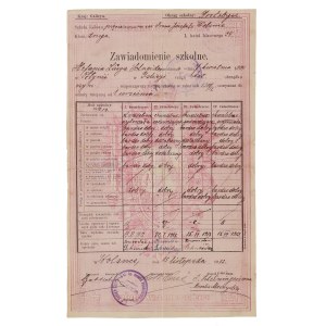 [Borysław, szkoła] Świadectwo ukończenia klasy w Wolance k. Borysława, 15 XI 1912