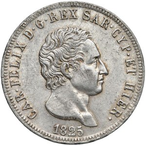 Caruso Collection - Carlo Felice (1821-1831) 5 Lire 1825 T - Nomisma 5...