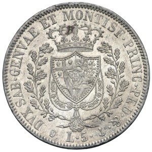 Caruso Collection - Carlo Felice (1821-1831) 5 Lire 1830 G - Nomisma 5...