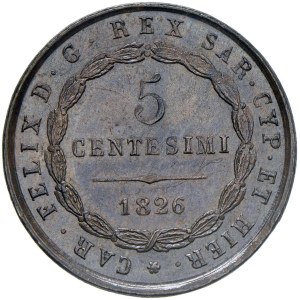 Caruso Collection - Carlo Felice (1821-1831) 5 Centesimi 1826 G - Nomi...