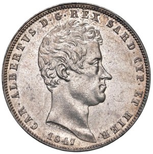 Caruso Collection - Carlo Alberto (1831-1849) 5 Lire 1847 G - Nomisma ...