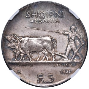 Foreign coins - *ALBANIA Amet Zogu (1925–1939) 5 Franga 1926, star...