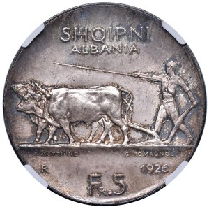 Foreign coins - *ALBANIA Amet Zogu (1925-1939) 5 Franga 1926 stell...