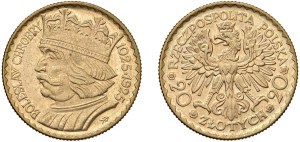 Foreign coins - POLONIA Lotto di 2 monete da 20 e 10 Zlotis 1925 -...