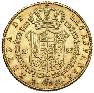 Foreign coins - *SPAGNA Isabella II (1833-1868) Barcellona - 80 Re...