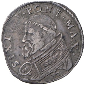 Pièces papales - Sixte V (1585-1590) Testone - Frappée le 16 août (9,42 g)...