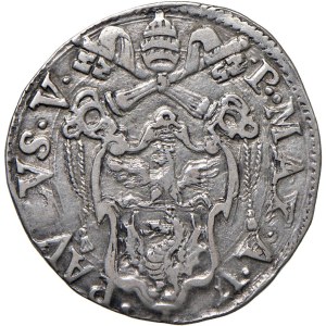 Papal Coins - Paul V (1605–1621) Testone, Year V - Minted 28 AG (g...