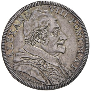 Papal Coins - Alexander VIII (1689–1691) Testone 1690, Year I - M...