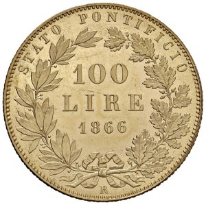 Papal coins - Pio IX (1846-1878) 100 Lire 1866 An. XXI - Munt. 3...
