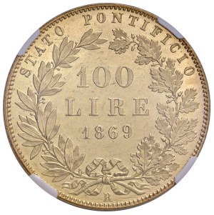 Papal coins - Pio IX (1846-1878) 100 Lire 1869 An. XXIII - Munt....