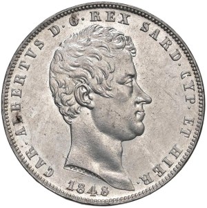 Savoy - Carlo Alberto (1831-1849) 5 Lire 1848 G - Nomisma ...