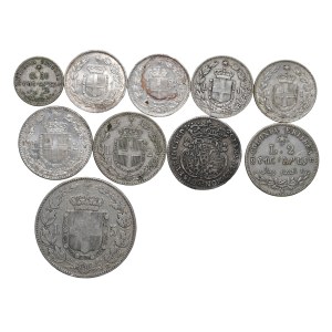 Lots - *SAVOIA Lot of 10 silver coins: Umberto I (...