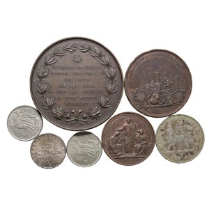 Lots - WORLD COINS Lot of 4 silver coins and 3 medals...
