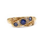 Ring with sapphires and diamonds, circa 1900, Birmingham, England
