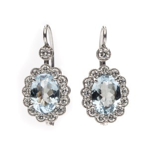 Earrings with aquamarines and diamonds, early 21st century