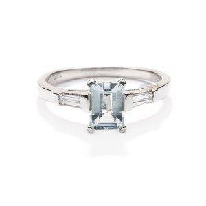 Ring with aquamarine and diamonds, early 21st century