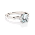 Ring with aquamarine and diamonds, early 21st century