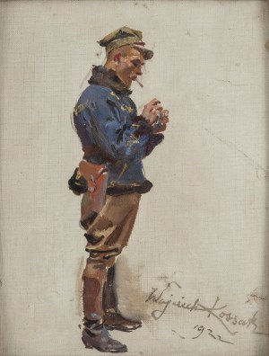 Wojciech Kossak (1856 Paryż - 1942 Kraków), Ułan z papierosem, 1922