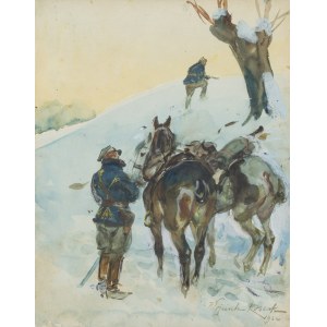 Wojciech Kossak (1856 Paryż - 1942 Kraków), Na zwiadach, 1922