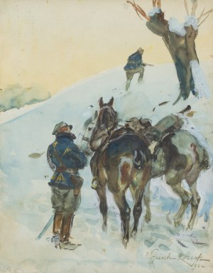 Wojciech Kossak (1856 Paryż - 1942 Kraków), Na zwiadach, 1922