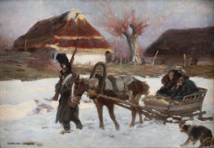 Wojciech Kossak (1856 Paryż - 1942 Kraków), Grenadierzy. Odwrót spod Moskwy, 1910